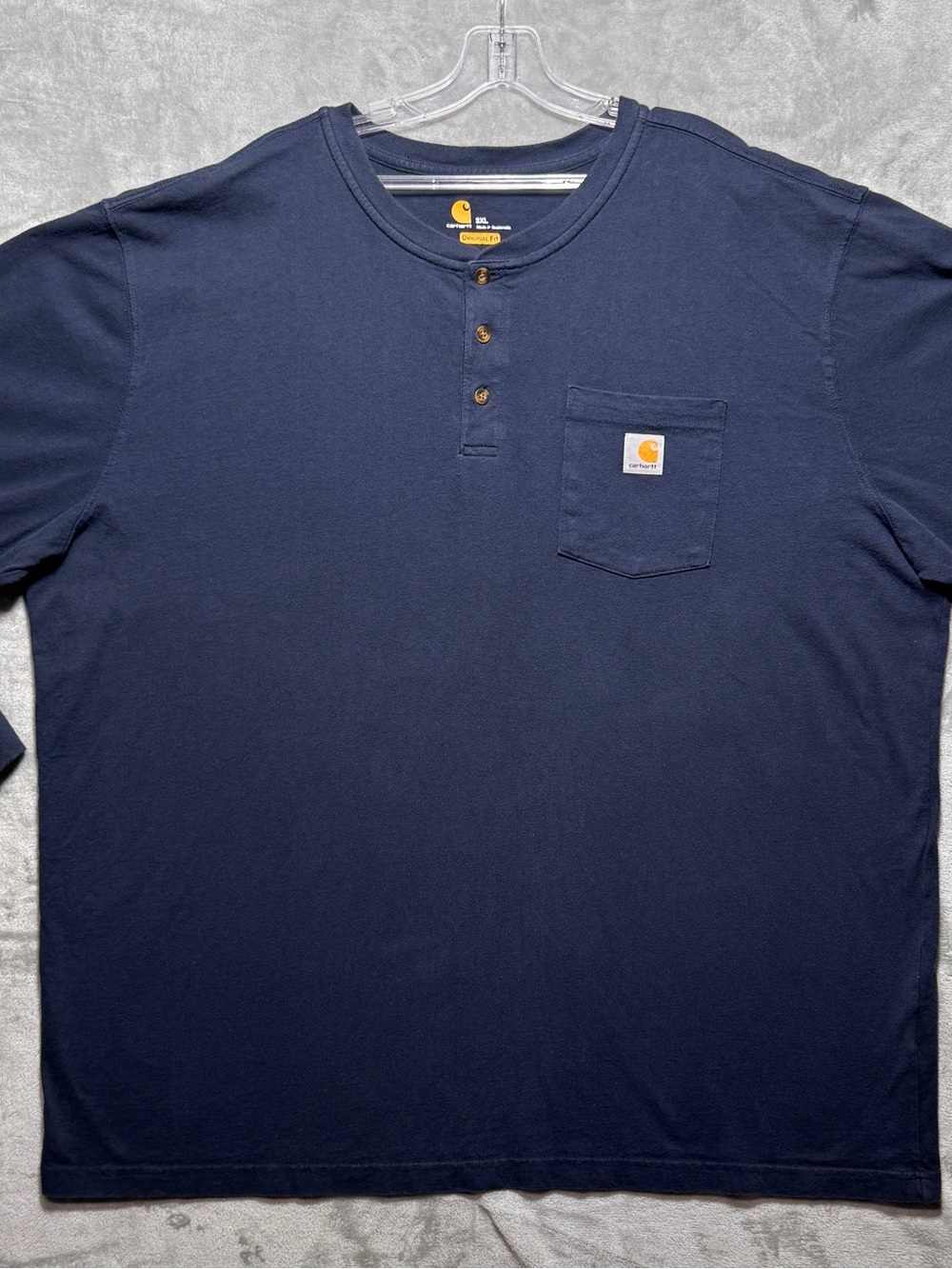 Carhartt Men’s Navy Long Sleeve Henley with Pocket
